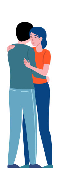 拥抱问候：男女朋友浪漫关系卡通矢量插画图片下载