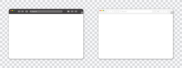 透明背景上的空白浏览器窗口。空的网页模型与工具栏图片下载