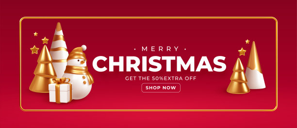 圣诞快乐手工制作节日背景。白色的金色圣诞装饰品在红色的背景。现实的3d圣诞背景。矢量图图片下载