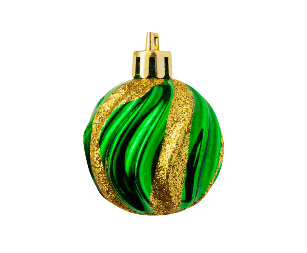 绿色圣诞球孤立在白色背景图片下载