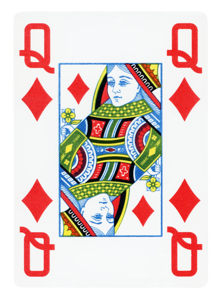 方块皇后扑克牌-孤立图片下载