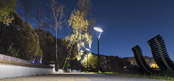 Meshchersky公园。金色的秋天。这条路美丽的夜景图片下载