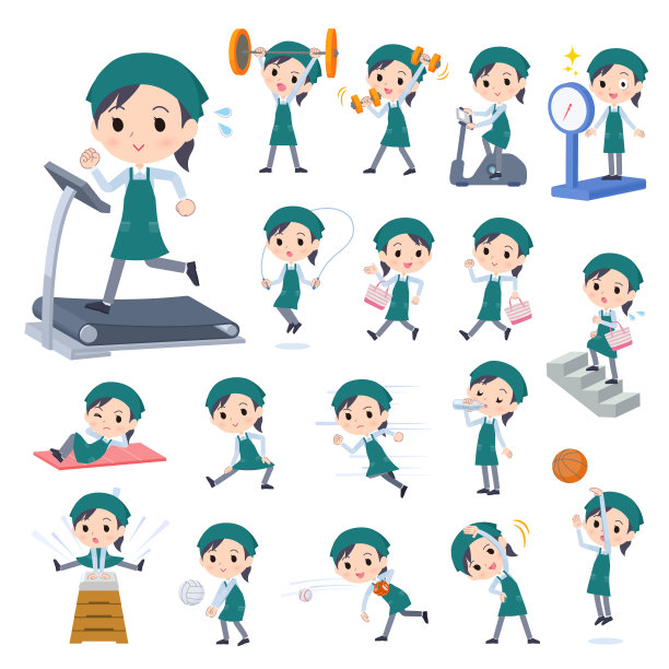 一组超市女职员在锻炼和运动图片下载