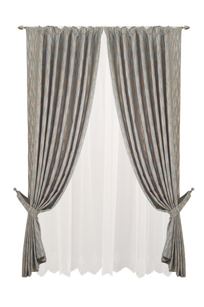 一个漂亮的有钩的窗帘。孤立的白色背景。图片下载