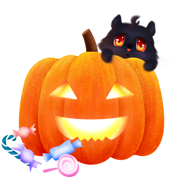 卡通万圣节南瓜黑猫图片下载