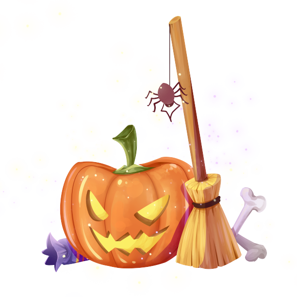 万圣节卡通南瓜和糖果PNG素材图片下载