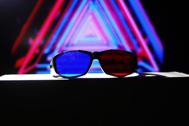 3D眼镜离焦彩色背景图片下载