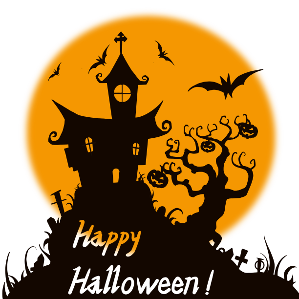 手绘卡通万圣节城堡图片下载