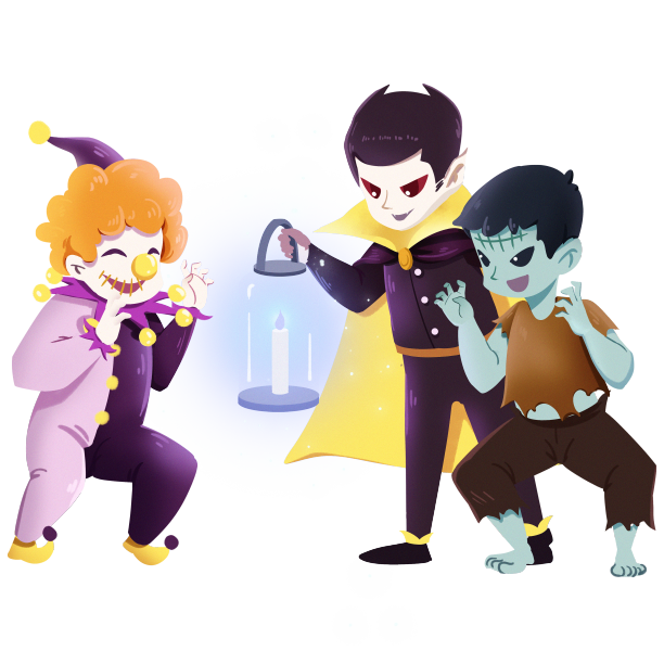 万圣节卡通儿童妖怪人物素材图片下载