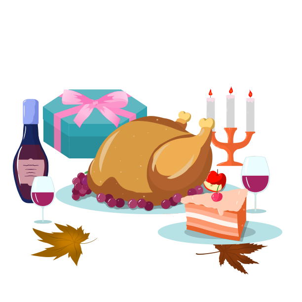 感恩节手绘元素节日晚宴图片下载