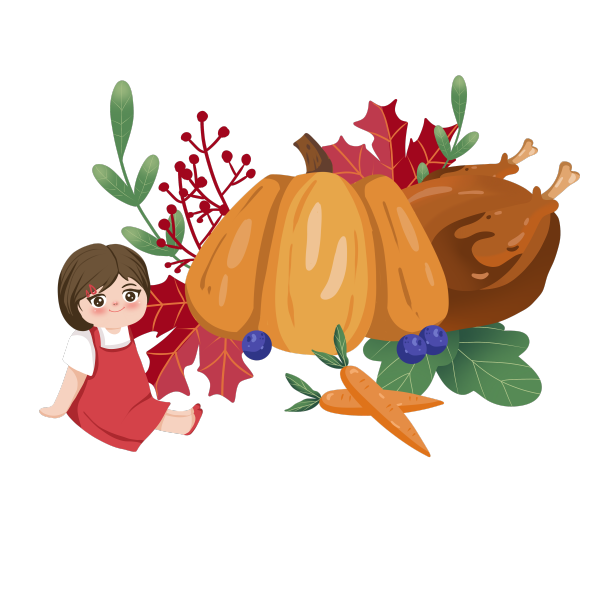 感恩节火鸡物品人物组合图片下载