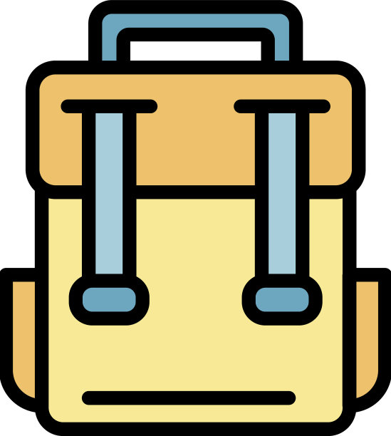 学校背包图标颜色轮廓图片下载