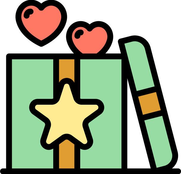 爱礼品盒图标彩色轮廓图片下载