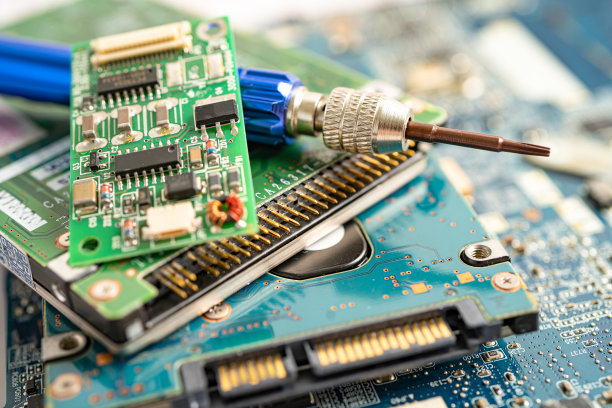 计算机电子主板硬件电路，电子废弃物图片下载