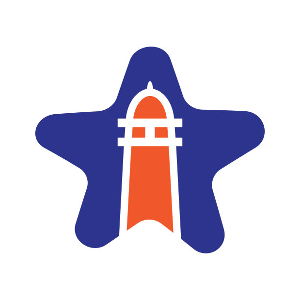 灯塔和星矢量标志设计。图片下载