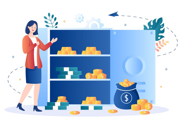 银行储物柜矢量插图。储存保险箱现金安全，保护，黄金，货币和重要文件使用电子钥匙打开图片下载