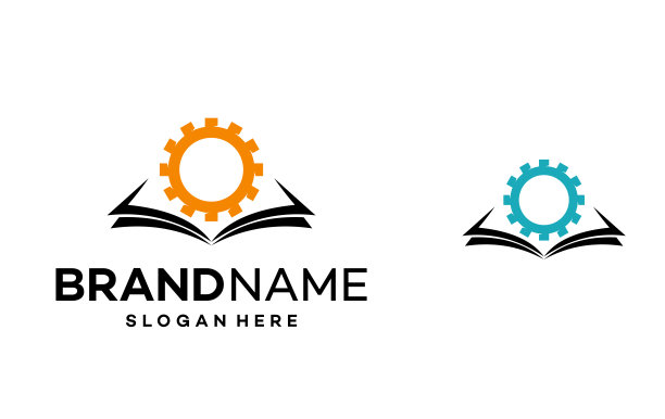 书教育齿轮标志设计模板插图向量图片下载