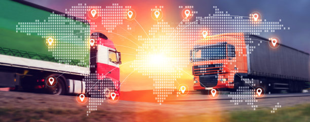 全球重型卡车销售网络。运输和物流。发展网上货运配送。图片下载