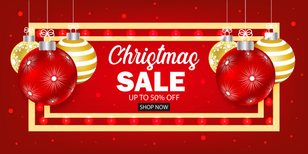 圣诞快乐销售横幅与球图片下载