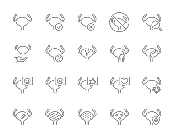 设置膀胱线图标。健康的内脏器官，移植排斥，疾病预防，治疗等等。图片下载