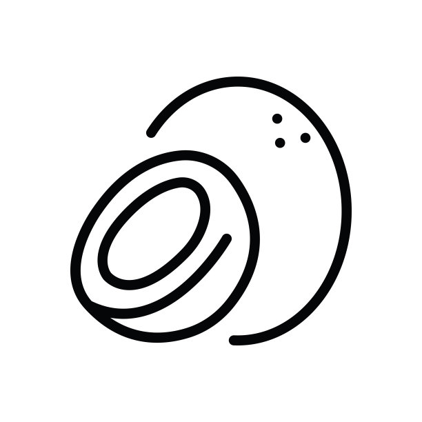 白色背景上的椰子线条图标图片下载