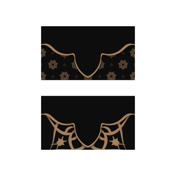 黑色名片模板与复古棕色图案为您的个性。图片下载