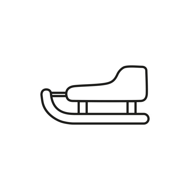 向量线性图标的冬季雪橇，为圣诞老人，儿童图片下载