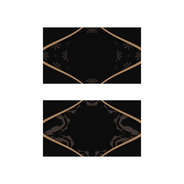 名片模板在黑色与古老的棕色模式为您的业务。图片下载