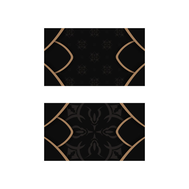 黑色名片模板与希腊棕色图案为您的品牌。图片下载