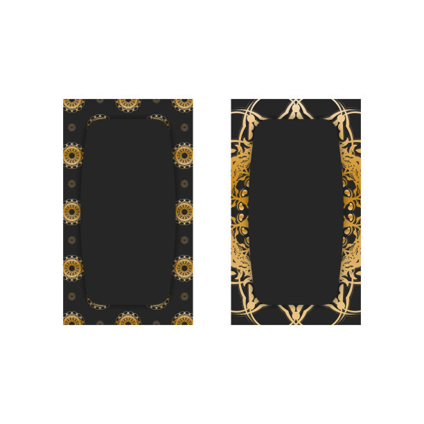 名片黑色与复古黄金图案为您的个性。图片下载