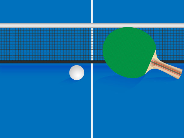 乒乓球用球拍和乒乓球，矢量插图图片下载