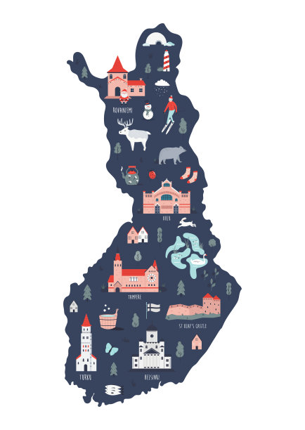 矢量插图地图的苏格兰与著名的符号图片下载