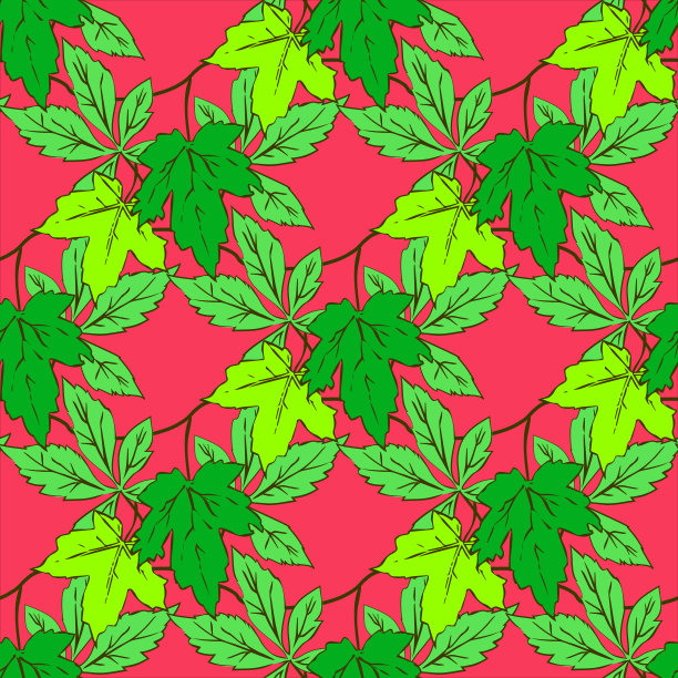 向量-秋叶无缝图案。图片下载