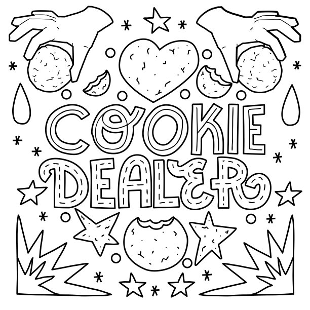 饼干经销商-黑白涂鸦字母图片下载