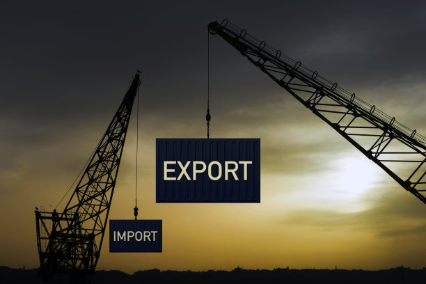 在港口吊起集装箱的起重机图片下载