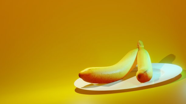 盘子上的两根香蕉图片下载