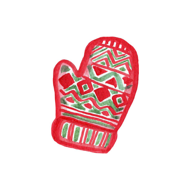 针织连指手套。水彩插图。手绘图片下载