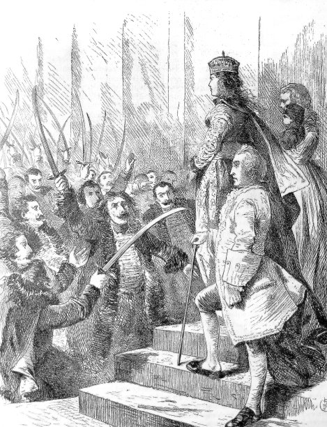 古董插图-哈珀杂志-女王对匈牙利贵族的呼吁-腓特罗大帝图片下载