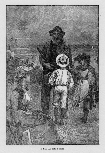 海滩上的维多利亚家庭图片下载