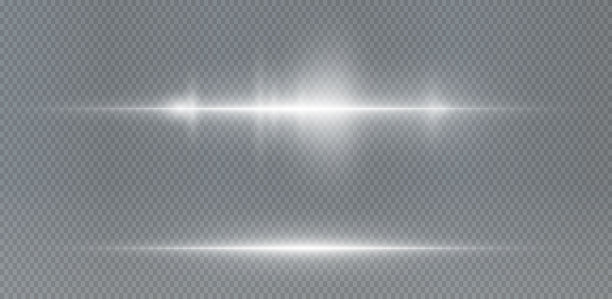 白色水平镜头光晕包。激光束，水平光线。收集效果轻白线png。美丽的光弹。明亮背景上的发光条纹图片下载