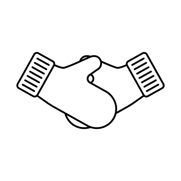 连指手套图标。与手套握手。矢量插图。图片下载