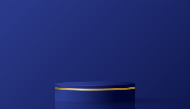 圆形讲台用漂亮而富有创意的蓝色象征舞台。图片下载