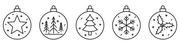 圣诞球图标。圣诞球图标在平坦的线性设计。矢量图标。图片下载