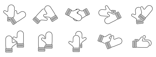 连指手套图标。一套手套图标。冬季连指手套的黑色图标图片下载