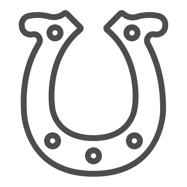 马蹄铁，老虎机线图标，赌博概念，好运矢量标志在白色背景，轮廓风格图标的移动概念和网页设计。矢量图形。图片下载