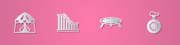 设置剪纸马戏团帐篷过山车跳图片下载