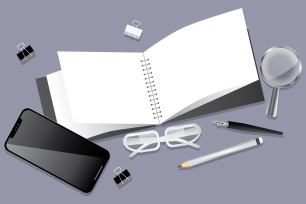 一套技术移动设备和办公用品的彩色抽象背景。图片下载