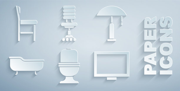 设置抽水马桶、台灯、浴缸图片图片下载