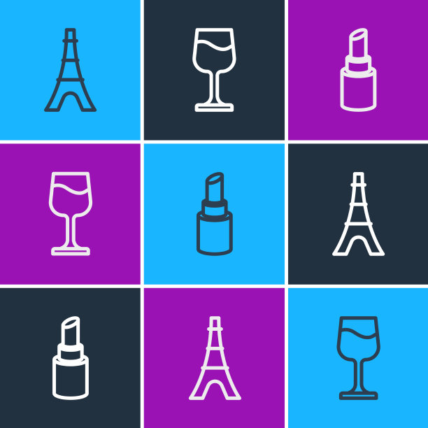 埃菲尔铁塔口红和酒杯图片下载