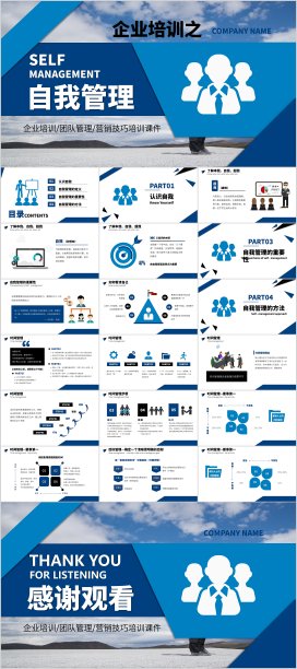 企业管理员工团队自我管理公司培训模板图片下载